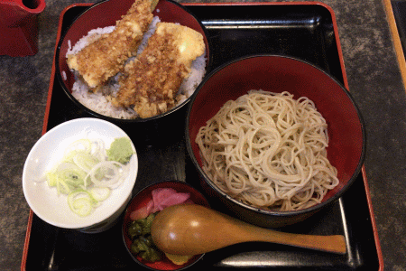 吉祥寺の老舗そば處「やぶ浅」で平日ランチメニュー「穴子天丼と小そばセット」をいただく