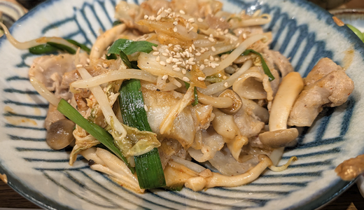 五日市街道沿いの行きつけ店「四歩」で晩ごはんセット『豚キムチ』に味もボリュームも満足